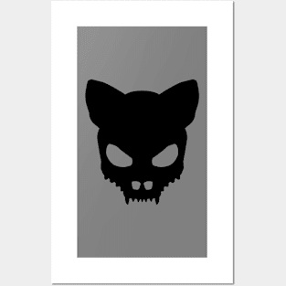 Devil Cat's Skull In Black Posters and Art